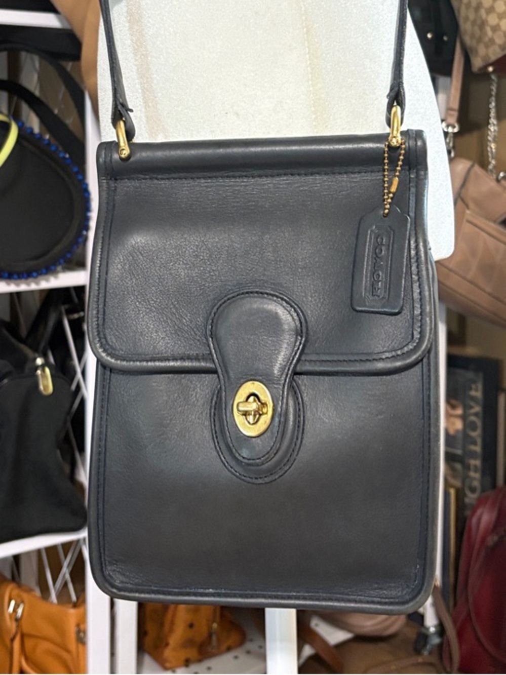 Coach Murphy Black Leather Crossbody Bag with Gold Hardware